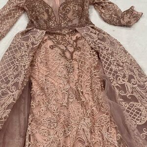 Elegant mauve Pink Embroidered Gown